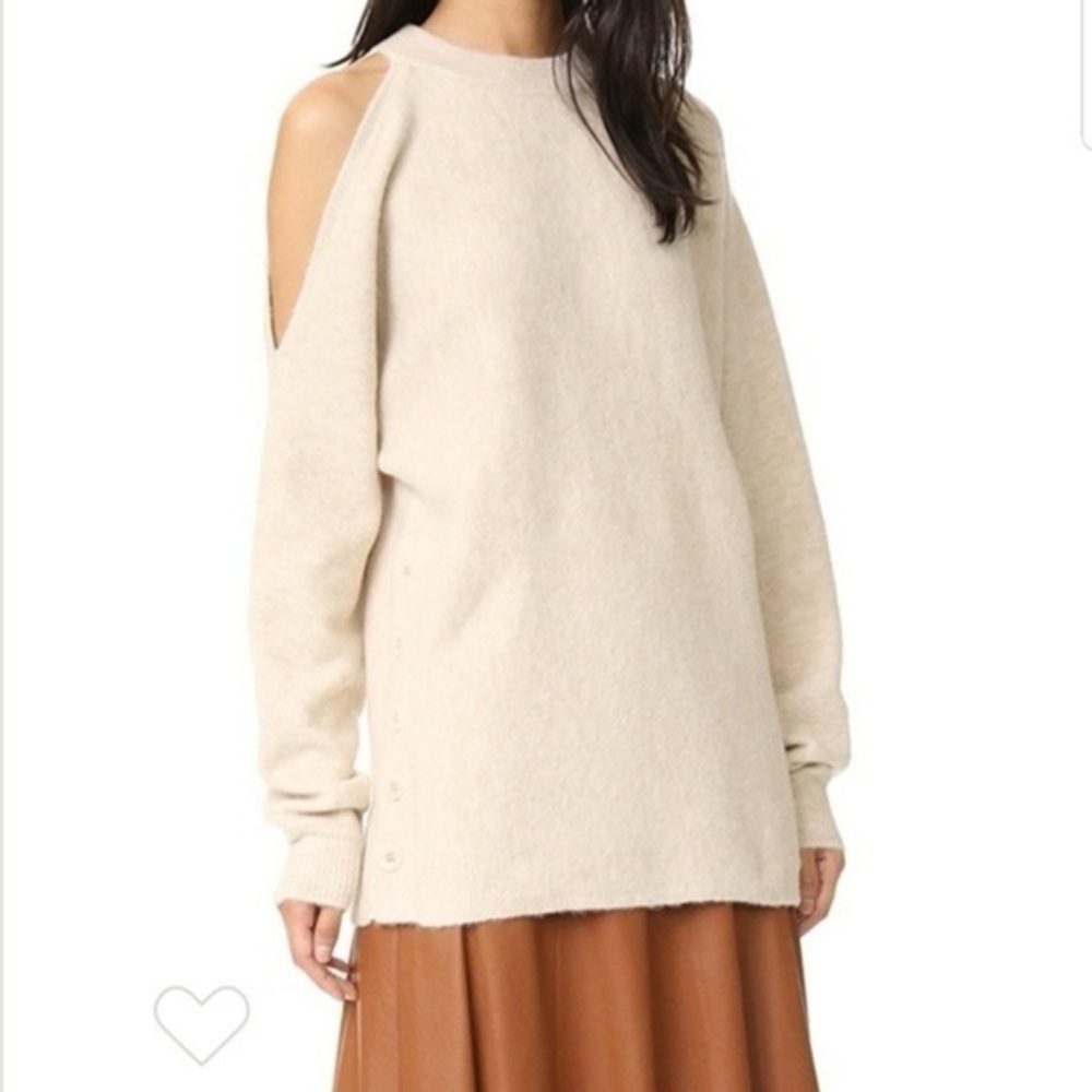 TIBI CUT OUT SHOULDER OVERSIZED SWEATER IN OAT SIZE XXS